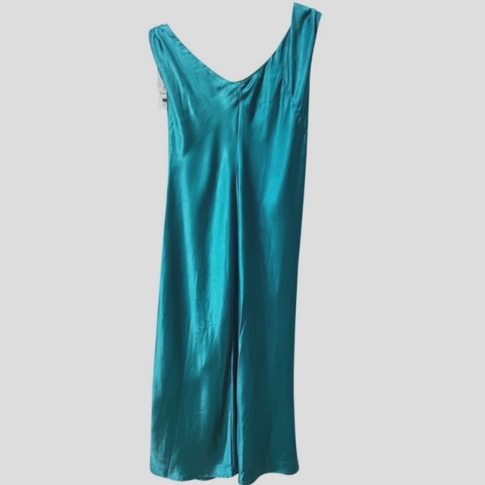 Jason Wu Turquoise Satin Midi Sleeveless Dress  Blue Womens XSmall NEW